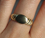 14k Engraving Oval Signet Gold Ring by VicStoneNYC Fine Jewelry