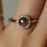 Brown Salt & Pepper Rose Cut Diamond Engagement Ring by VicStoneNYC Fine Jewelry