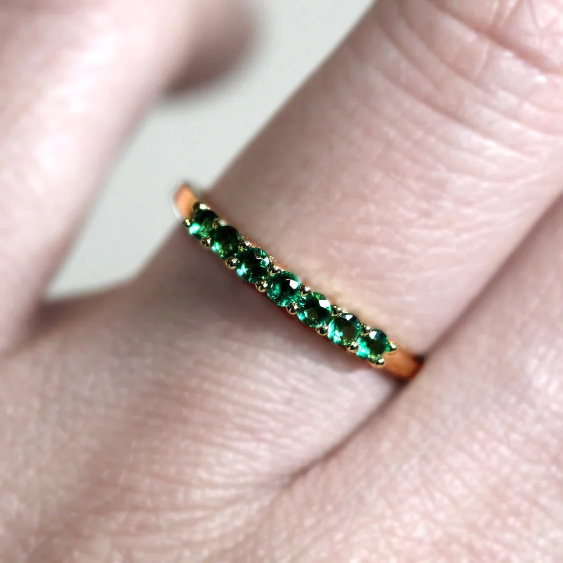 14k Gold Emerald Eternity Ring by VicStoneNYC Fine Jewelry