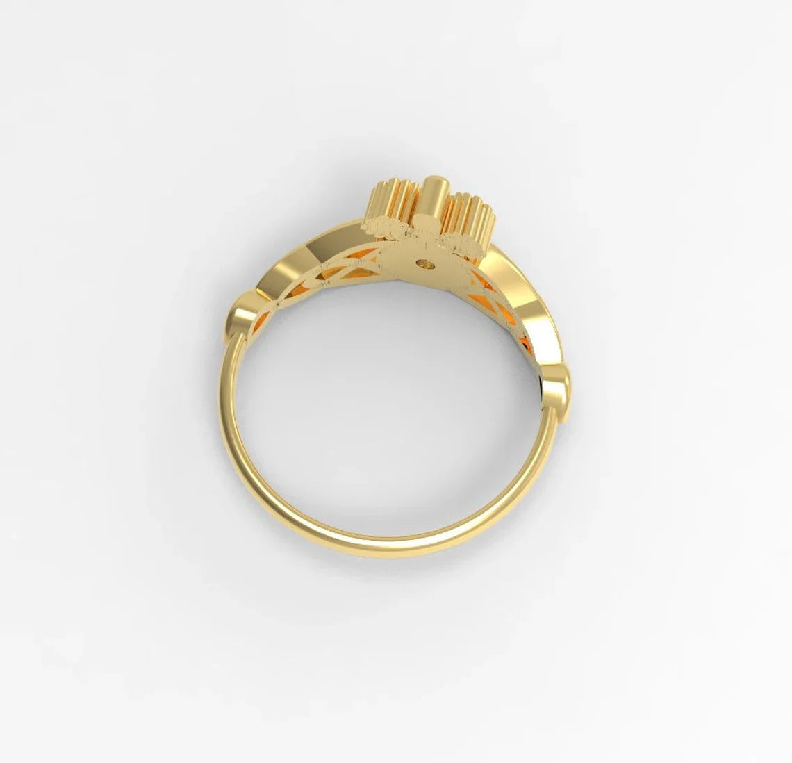 14k Natural Diamond Claddagh Ring by VicStoneNYC Fine Jewelry