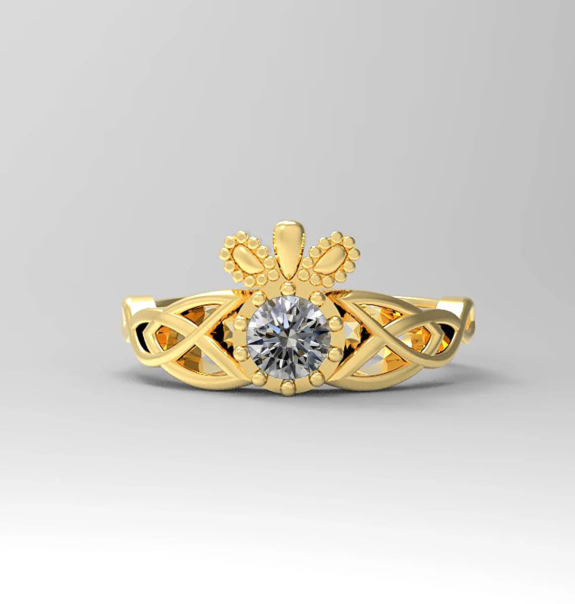 14k Natural Diamond Claddagh Ring by VicStoneNYC Fine Jewelry