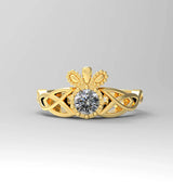 14k Natural Diamond Claddagh Ring by VicStoneNYC Fine Jewelry