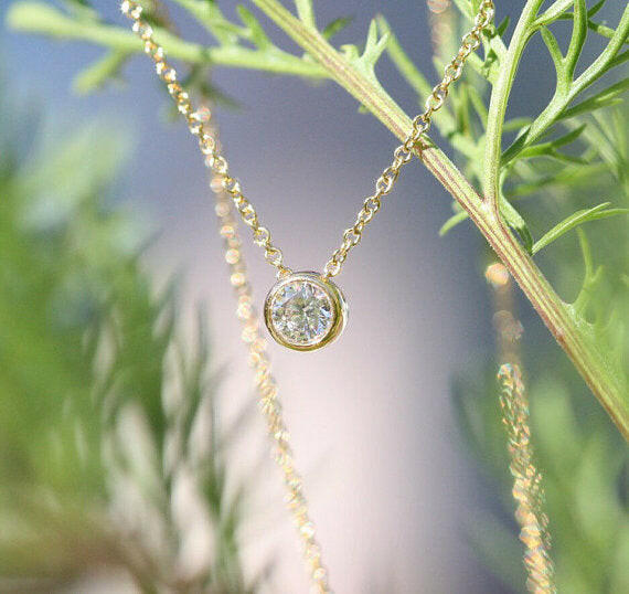 Bezel Setting 3mm (0.1ctw) Diamond Necklace by VicStoneNYC Fine Jewelry