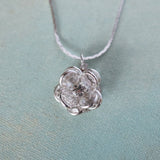 Vintage Flower Pendant Smokey Crystals 18k White Gold Silver N596 by PVD Vintage Jewelry