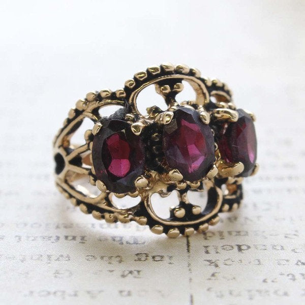 Vintage Ring Austrian Crystal Cocktail Ring Antique 18k Gold Womans Jewelry by PVD Vintage Jewelry