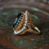 Vintage Women's Statement Crystal Cocktail Ring 18k Gold Electroplated by PVD Vintage Jewelry