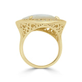 14K Gold Plated Natural Mother of Pearl With Opaque and White Zircon Ring by Joy & Rachel