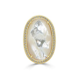 14K Gold Plated Natural Mother of Pearl With Opaque and White Zircon Ring by Joy & Rachel