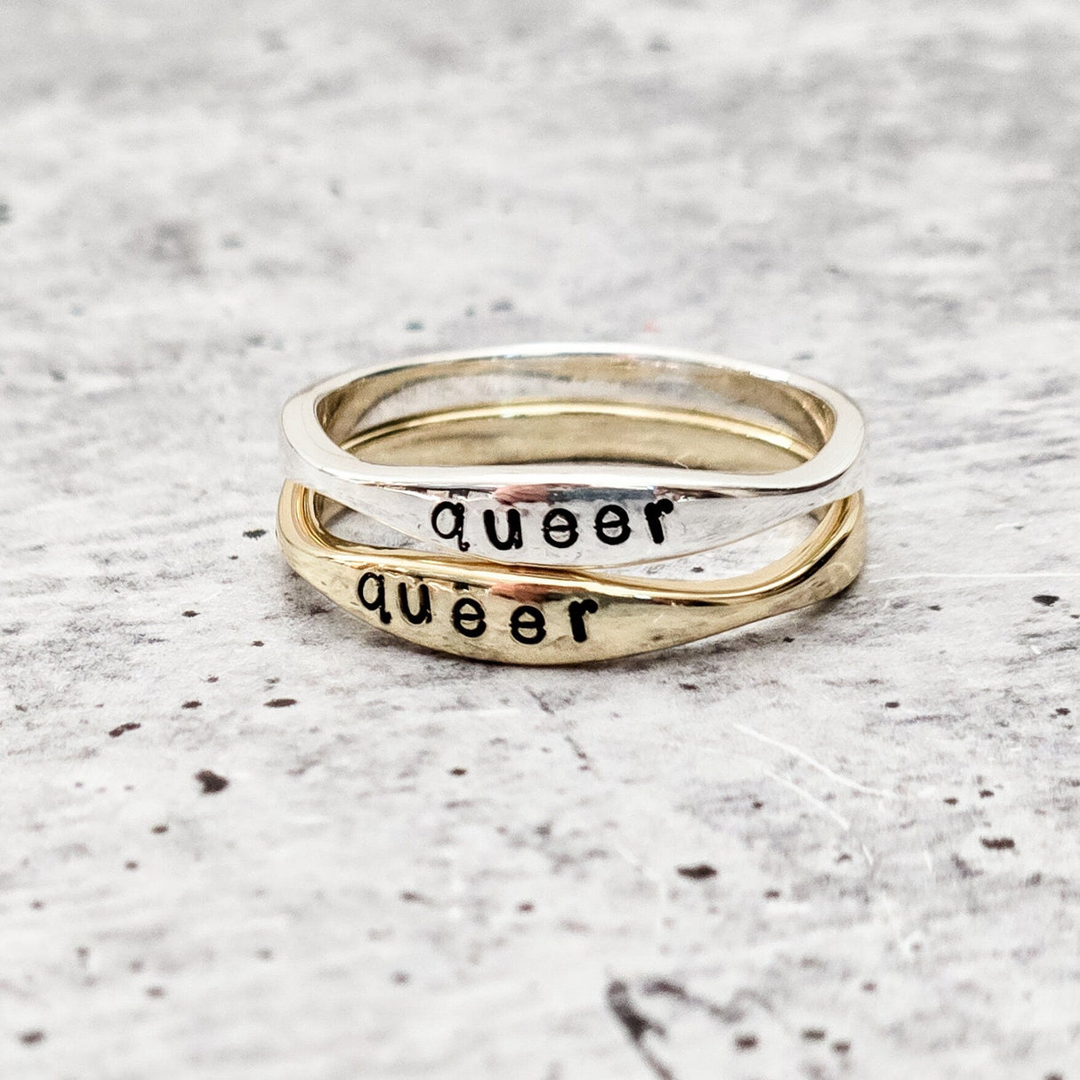 QUEER Dainty Gold Plated or Sterling Silver Ring by Salt and Sparkle