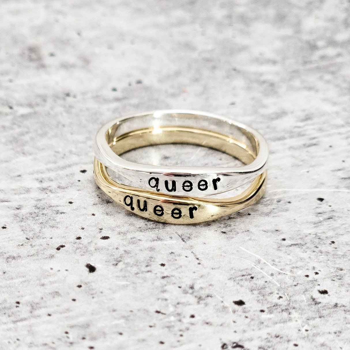 QUEER Dainty Gold Plated or Sterling Silver Ring by Salt and Sparkle