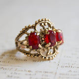 Vintage Ring Austrian Crystal Cocktail Ring Antique 18k Gold Womans Jewelry by PVD Vintage Jewelry