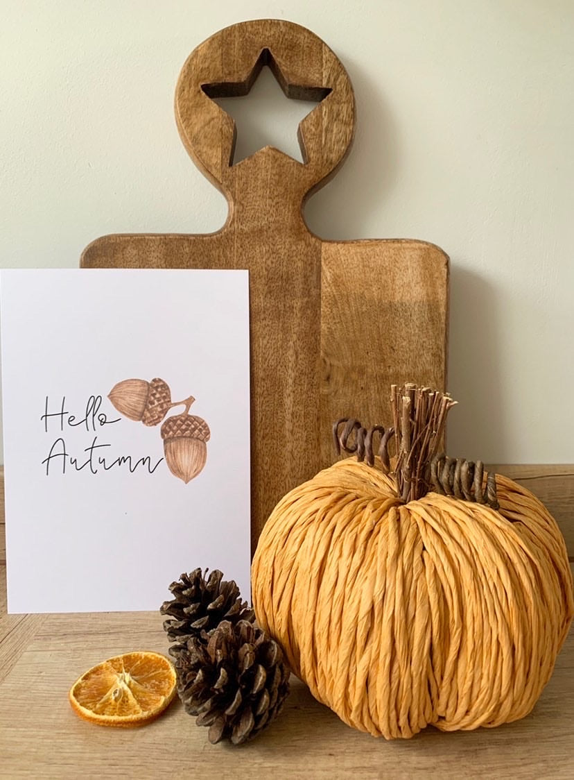 Hello Autumn Acorn Autumn Seasonal Wall Home Decor Print by WinsterCreations™ Official Store