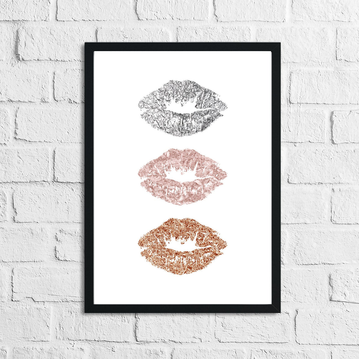 3 Metallic Kiss Lips Dressing Room Simple Wall Decor Print by WinsterCreations™ Official Store