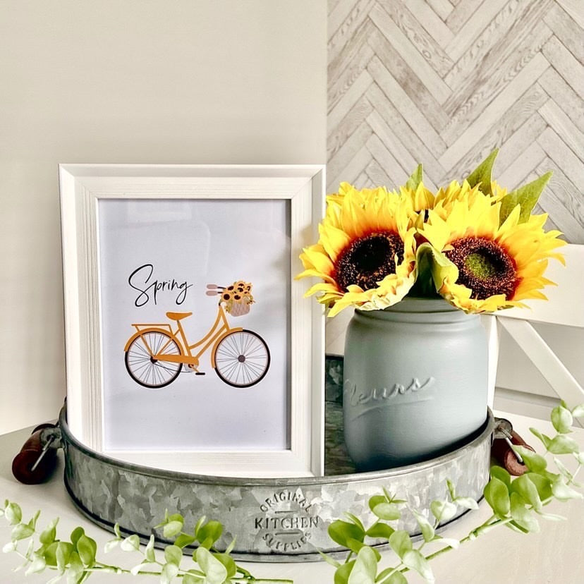 Spring Yellow Bike Spring Seasonal Wall Home Decor Print by WinsterCreations™ Official Store