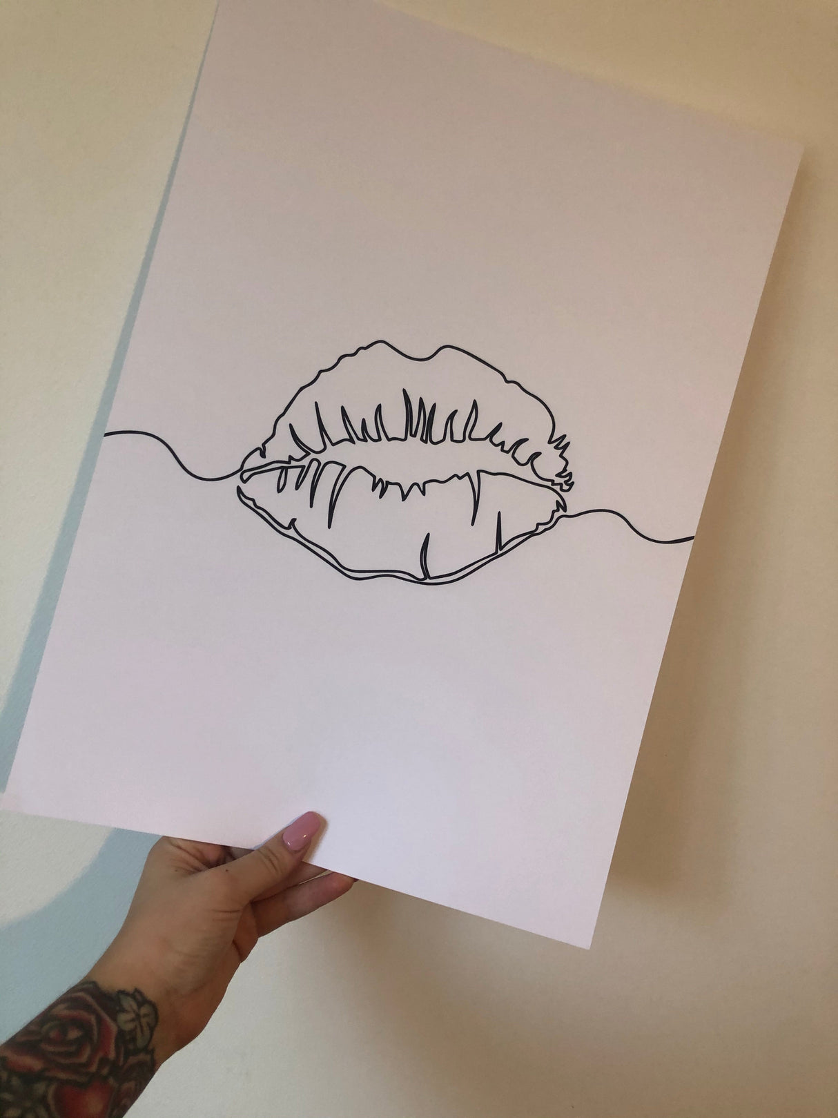 Lips Line Work Bedroom Dressing Room Wall Decor Print by WinsterCreations™ Official Store