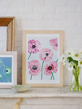 Art Print:  Rose Poppies on Pale Grey by India & Purry