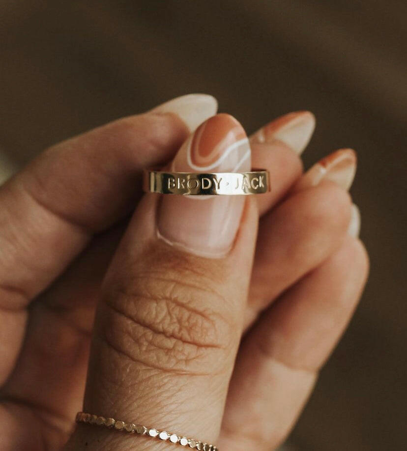 14k Name Engraving Ring by VicStoneNYC Fine Jewelry