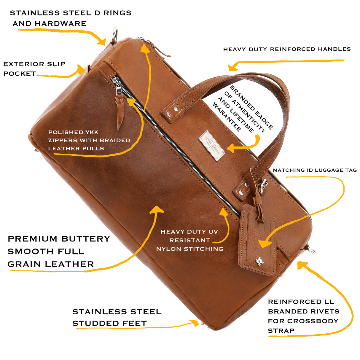 Luxury Leather Duffel Bag by Lifetime Leather Co