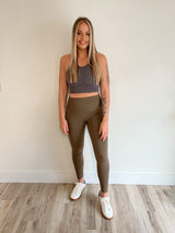 Waist Shaper Pocket Highwaist Leggings - Military Green by Sweetees