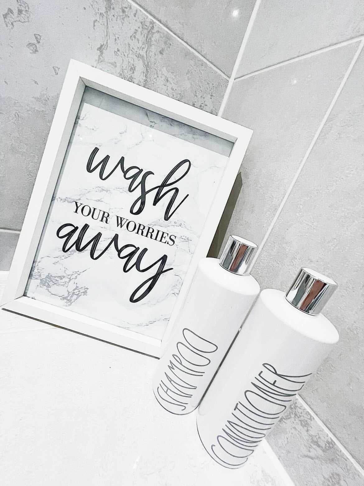 Wash Your Worries Away Marble Bathroom Wall Decor Print (With Or Without Marble) by WinsterCreations™ Official Store