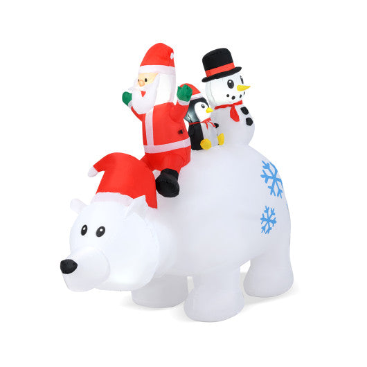 6 Ft Christmas Inflatable with Lights Animated Santa Penguin and Snowman