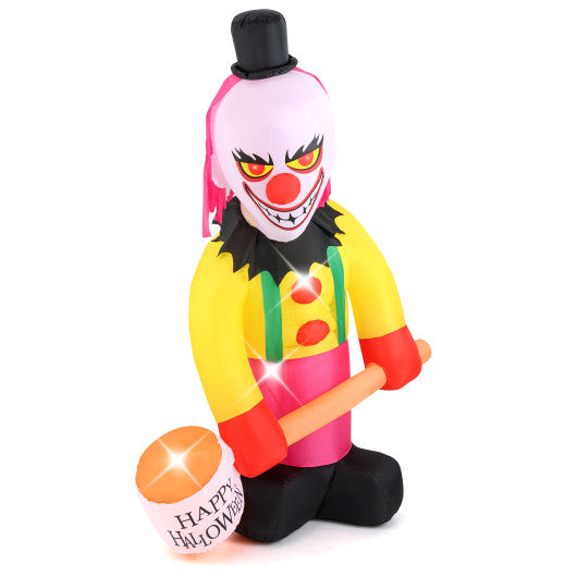 5.9 x 7.9 FT Inflatable Halloween Head Turning Clown with Hammer and Flashing Eyes