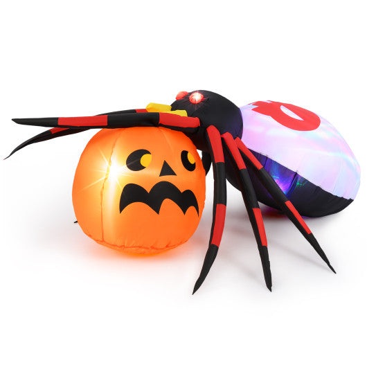 4.9 x 4.6 Feet Inflatable Spider with Pumpkin and Rotating Light