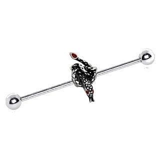 316L Stainless Steel Rattlesnake Industrial Barbell by Fashion Hut Jewelry - Vysn