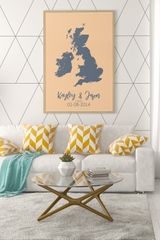 Couples United Kingdom Map with Special Dates & Heart Personalised 2022 Wall Decor Print with 10 New Styles by WinsterCreations™ Official Store