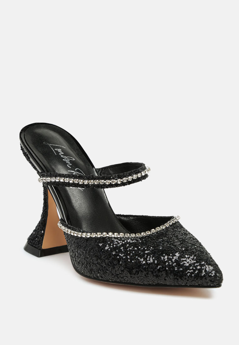 iris glitter diamante embellished spool heel sandals by London Rag