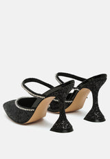 iris glitter diamante embellished spool heel sandals by London Rag