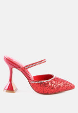 iris glitter diamante embellished spool heel sandals by London Rag