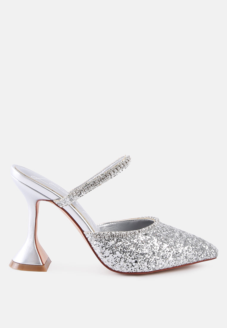 iris glitter diamante embellished spool heel sandals by London Rag