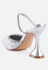 iris glitter diamante embellished spool heel sandals by London Rag