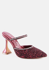 iris glitter diamante embellished spool heel sandals by London Rag