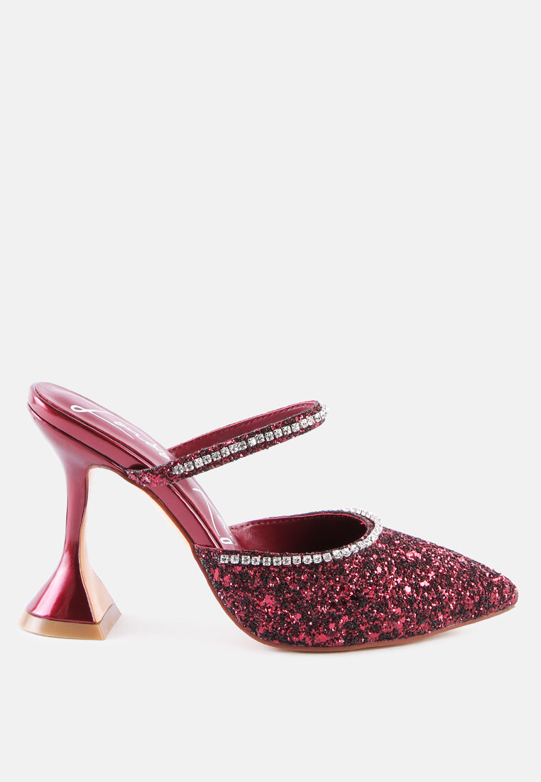 iris glitter diamante embellished spool heel sandals by London Rag