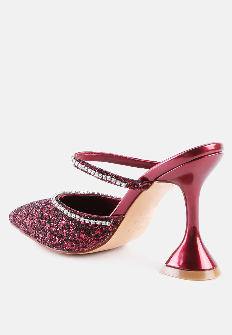 iris glitter diamante embellished spool heel sandals by London Rag