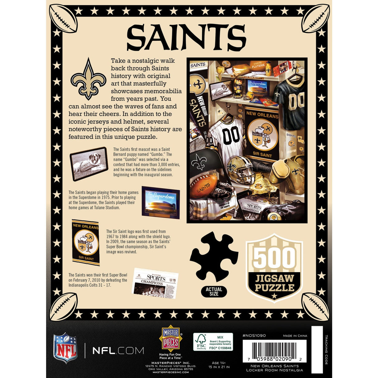 New Orleans Saints - Locker Room 500 Piece Jigsaw Puzzle by MasterPieces Puzzle Company INC