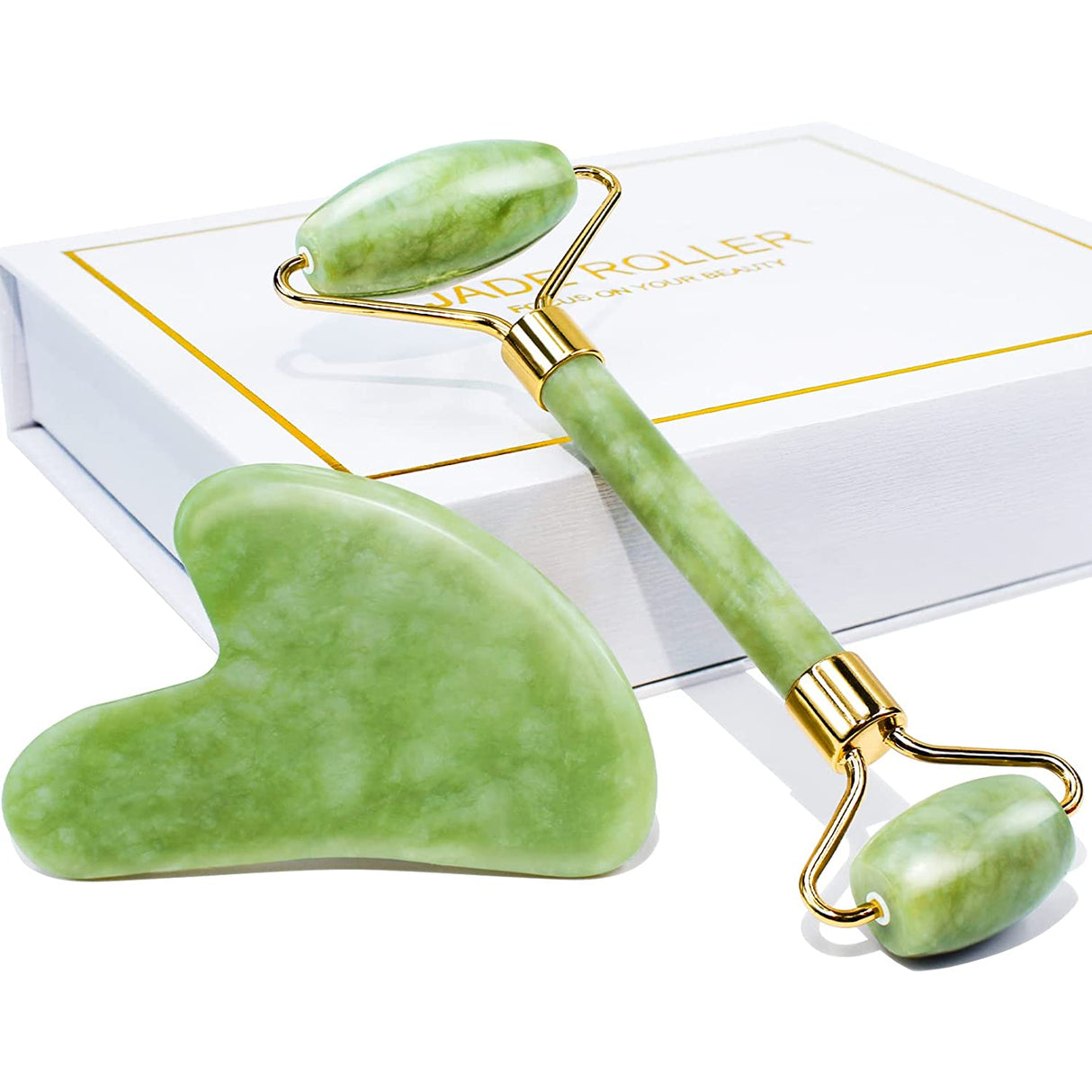 Jade Roller & Gua Sha Gift Box by BeNat