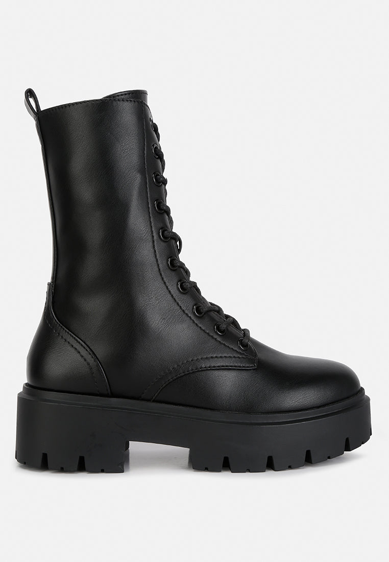 jaimi ankle length combat platform boots by London Rag