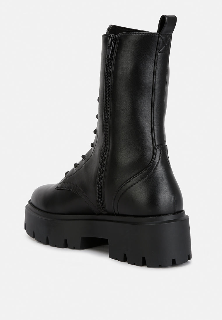 jaimi ankle length combat platform boots by London Rag