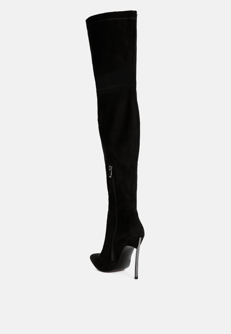 jaynetts stretch suede micro high knee boots by London Rag