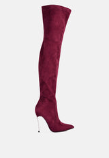 jaynetts stretch suede micro high knee boots by London Rag