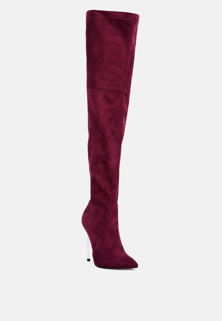 jaynetts stretch suede micro high knee boots by London Rag