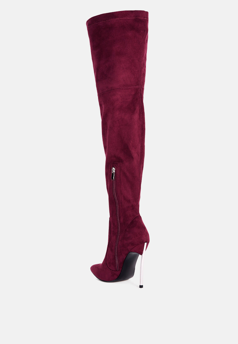 jaynetts stretch suede micro high knee boots by London Rag