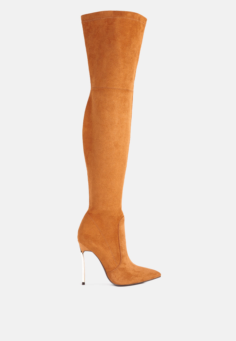 jaynetts stretch suede micro high knee boots by London Rag