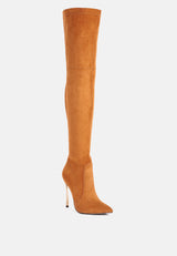 jaynetts stretch suede micro high knee boots by London Rag