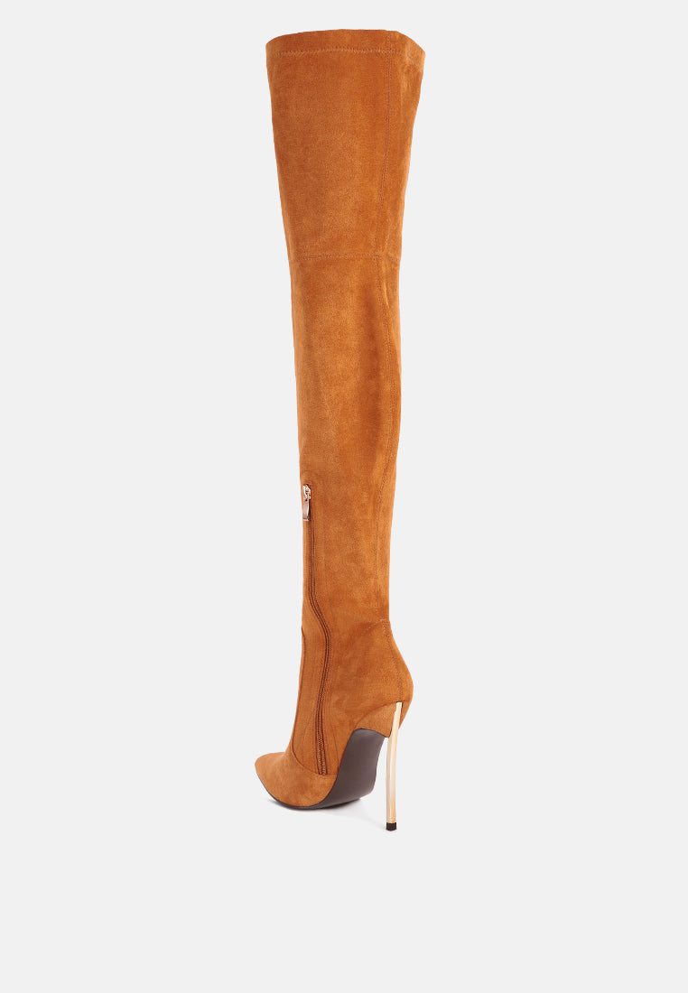 jaynetts stretch suede micro high knee boots by London Rag