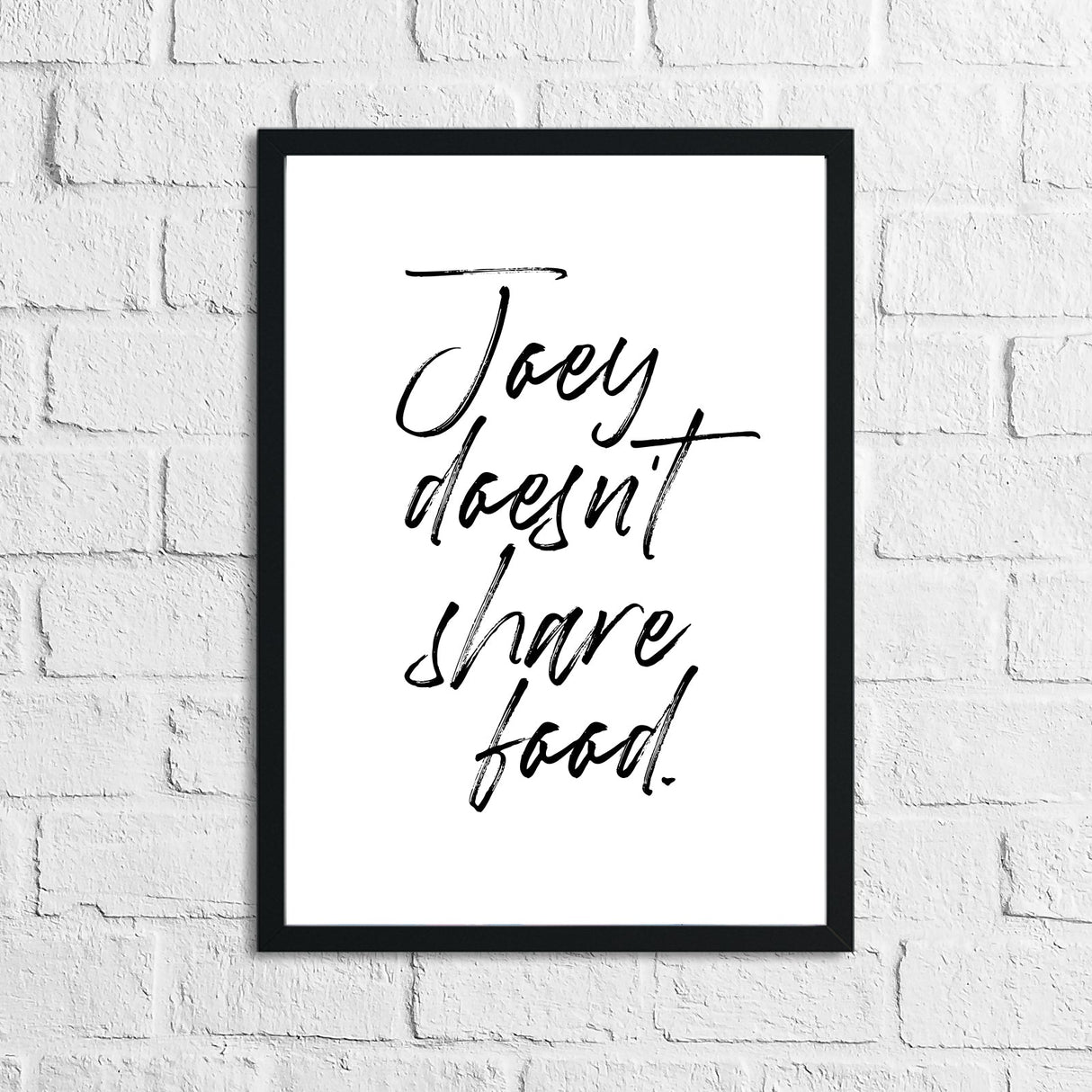 Personalised Joey Doesn't Share Food Kitchen Simple Wall Decor Print by WinsterCreations™ Official Store