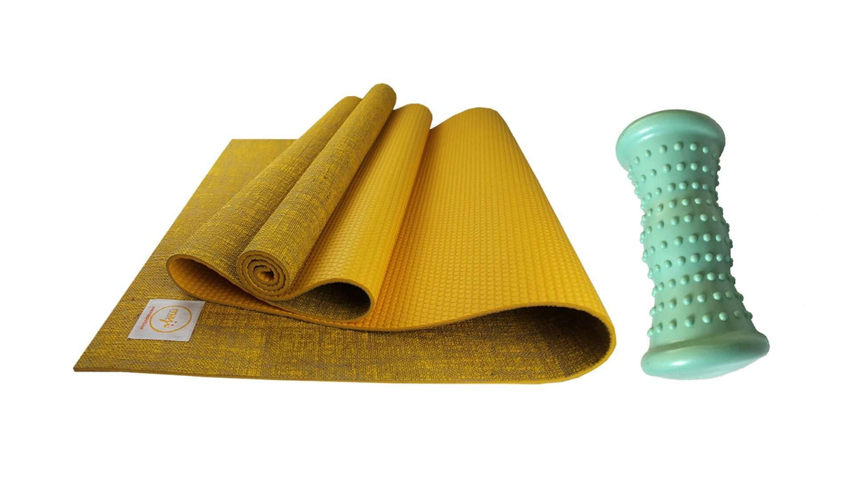 Jute Premium Eco Yoga Mat + Foot Massager (7.5cm x 17.5cm) by Jupiter Gear